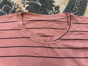 Pink Striped T-Shirt with Floral Print