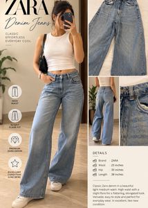 ZARA Stylish Light Wash Denim Jeans US-0