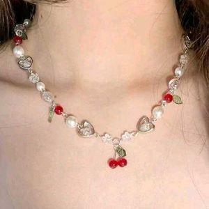 Cute Cherry Beaded Necklace