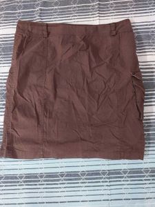Brown Y2k Cargo Skirt with Floral Print