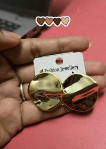Sale_Unique Gold Hammered Round Earrings