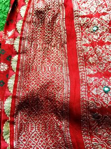 Dhola silk saree red blouse 44 inch