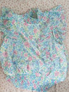 Floral Ruffle Sheer Blouse
