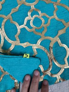 Stylish Teal &amp; Gold Pillow Cover 20x20cms