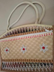 Boho Floral Woven Tote Bag