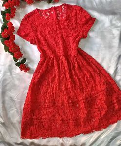 Bright Red Lacy Dress