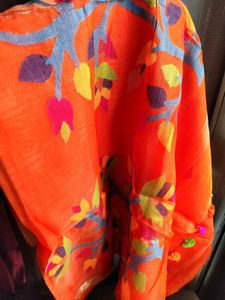 Premium Tissue blend Orange Saree