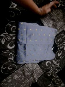 Elegant Grey Kurta with Gold Polka Dots