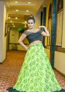 Vibrant Green Printed Ethnic Skirt