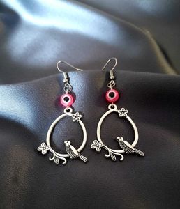 Evil Eye Silver Tone Dangle Earrings