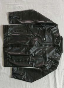 Black Faux Leather Biker Jacket Men