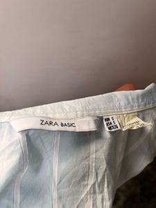 Zara basic pinstripe wrap shirt