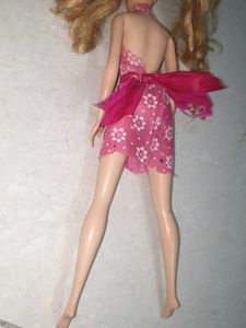 Vintage Barbie Doll in Pink Floral Dress