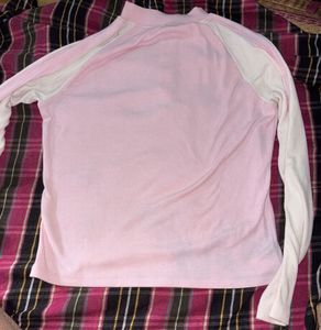 Pink Zip Front Long Sleeve Crop Top