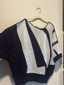Chic Black & White Striped Knit Top