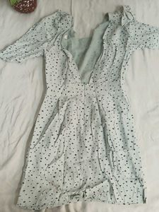Vintage-Inspired Backless Polka Dot Puff Sleeve Dr