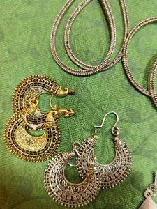 oxidized Earrings and pendant