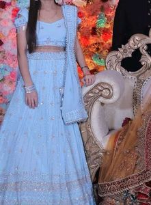 Very Beautiful Skyblue Party Wear Lehnga