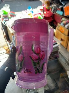 TRANSPARENT 1 JUG &amp; 6 GLASS SET ( Pink Color)