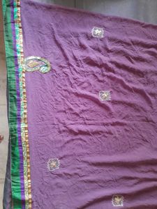 Elegant Lavender Saree with Green Border