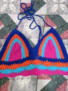 Boho Rainbow Crochet Crop Top