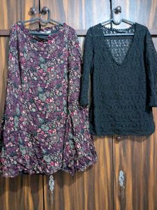 Floral skirt &amp; Lace/Net Top Set