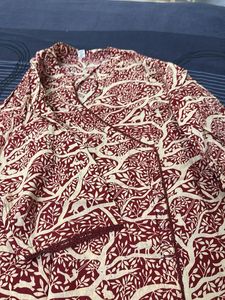 Maroon Tree Print Kurta