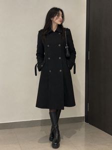 Trending Elegant Double-Breasted Black Coat