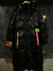 Black Puffer Coat with Neon Accents