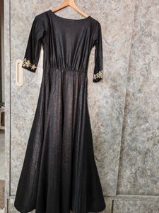 Elegant Black Embroidered Ethnic Gown