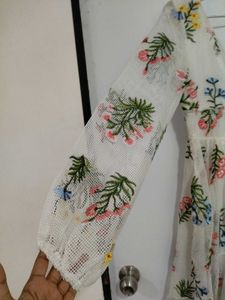 Floral Embroidered White Mini Dress