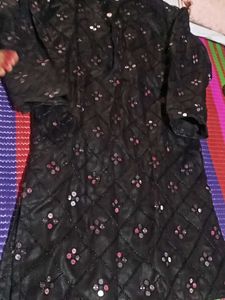 Embellished Black Kurta with pant