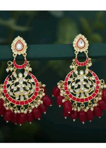 Stunning Red &amp; Gold Dangle Earrings
