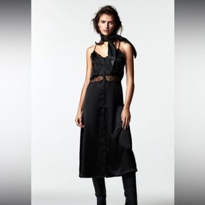 Zara New Limited Edition Satin Lace Midi Dress