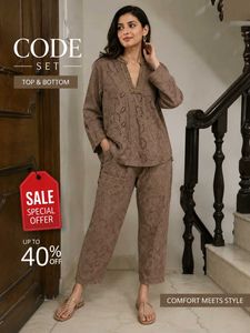 Elegant Brown Co-ord Set - Top & Bottom