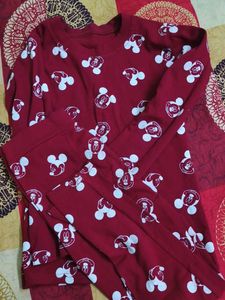Maroon Mickey Mouse Pyjama Set