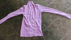 Lilac Ribbed Button-Up Sweater