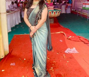Ready To Wear Saree (Metallic green)