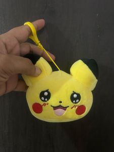 Pikachu plush face keychain