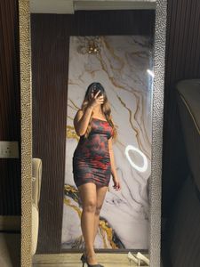 Dragon Print Strapless Bodycon Mini Dress