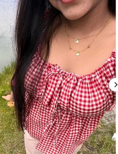 cute check print top💗