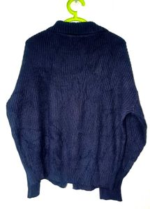 OLD MONEY Navy Knit Zip Cardigan