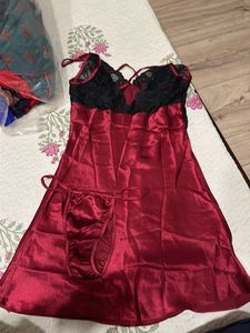 Red &amp; Black Lace Lingerie Slip