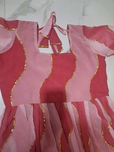 Organza Elegant Pink Ethnic Dress 2psc