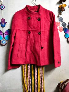 💗Bright Pink Double-Breasted Jacket