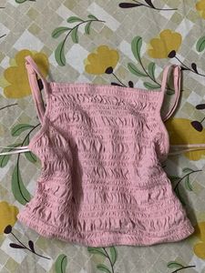 Cute Pink Smocked Crop Top