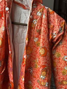 Cute Orange Cartoon Print Raincoat