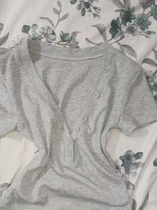 Cute Grey Pyjama Set with Checkered Top