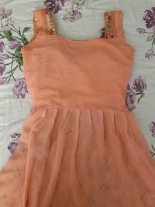 Peach Embroidered Y2k Kurti