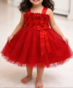 Red Flower Girl Dress - Perfect for Parties